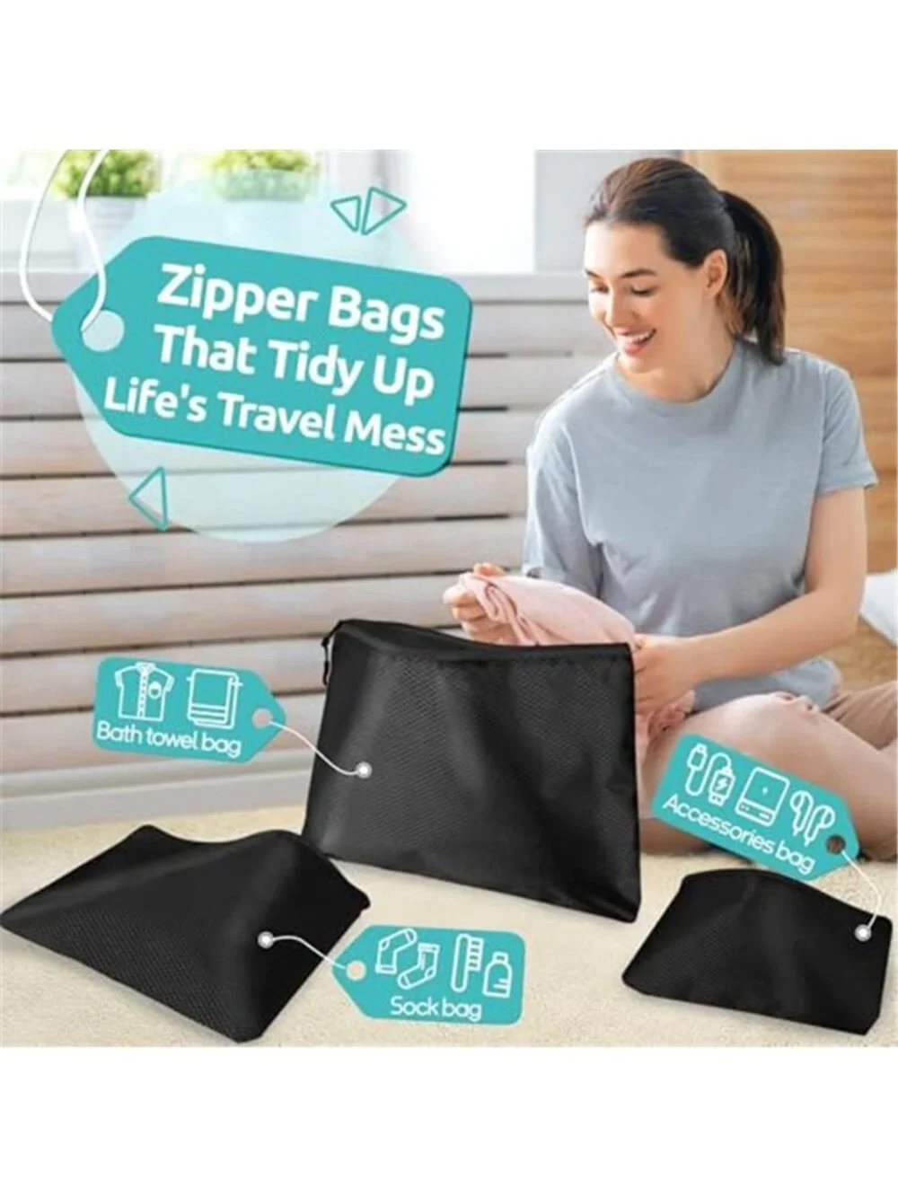 12 Piece Travel Packing Cubes Luggage Organizer Set Shoe Bags Waterproof